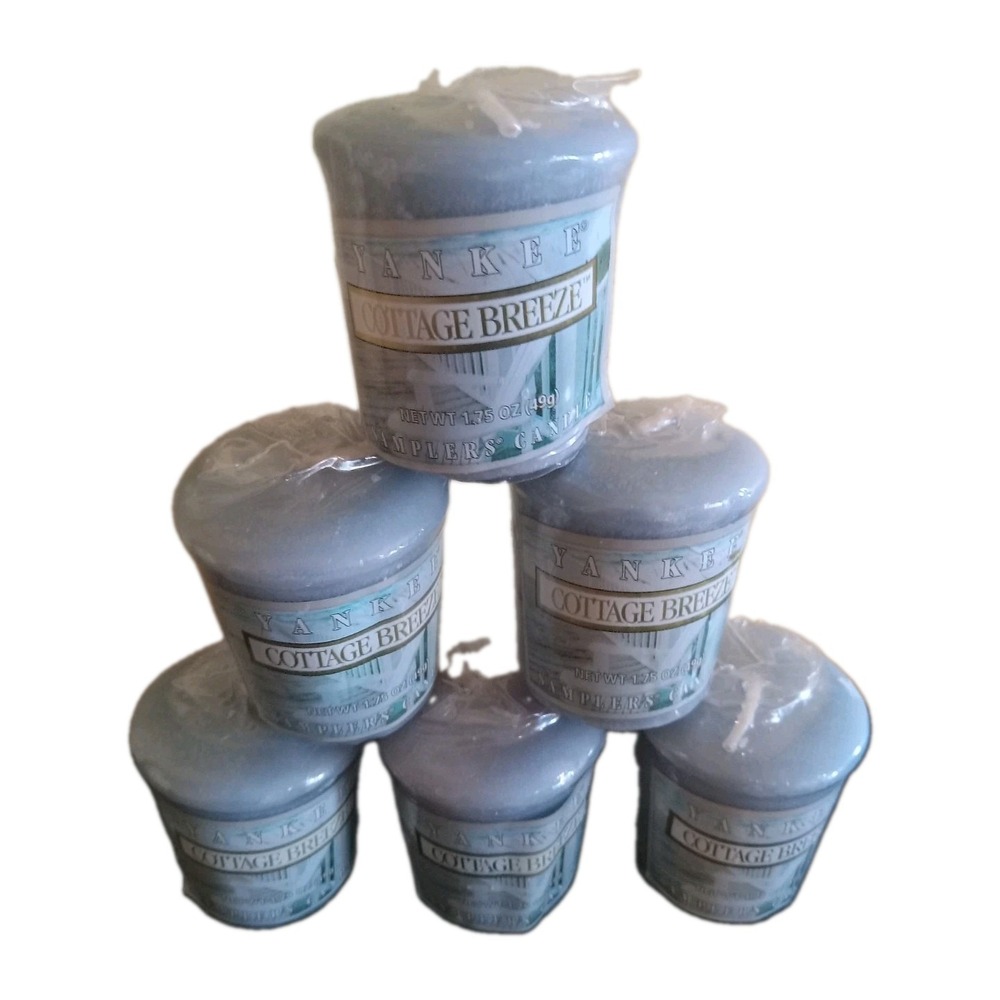 Lot of 6 Yankee Candle RETIRED Cottage Breeze Votive Scented Candle Blue Retired